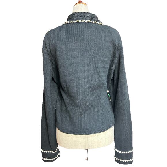 Vintage Michael Simon Cardigan Ramie Cotton Sz M Beaded Jeweled Statement Piece - Picture 3 of 9
